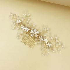 Crystal Floral Bridal Hair Comb Alloy Wedding Headpiece Accessory