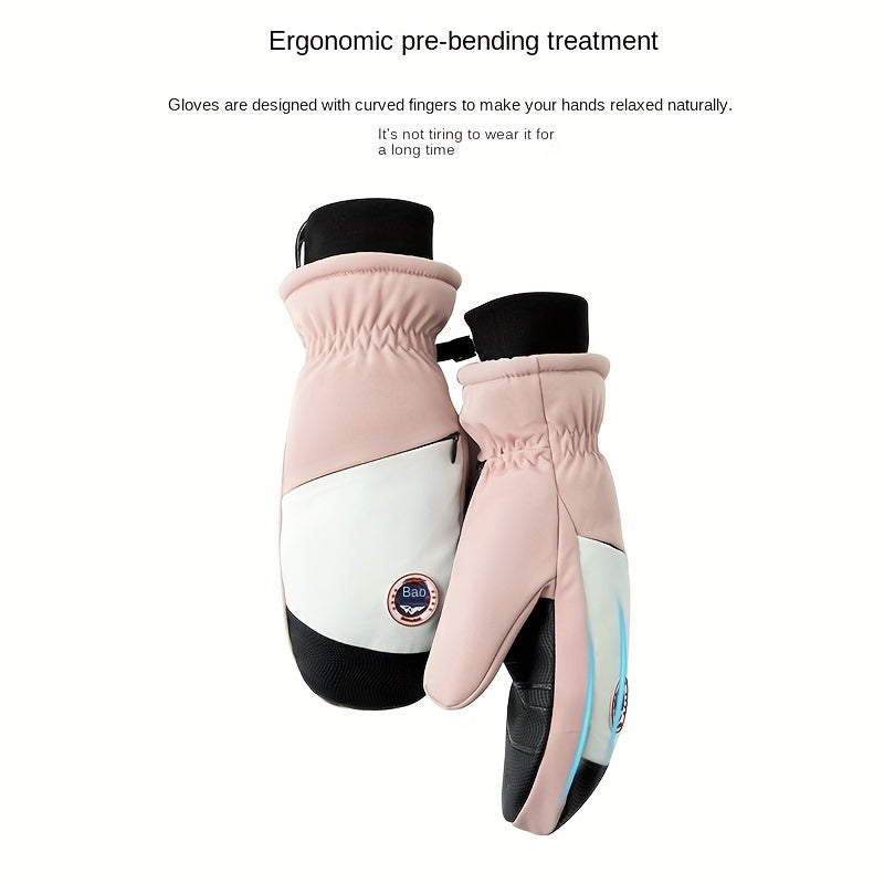 Winter Skiing Gloves Unisex Windproof Waterproof Thickened Warm 5 Finger Gloves