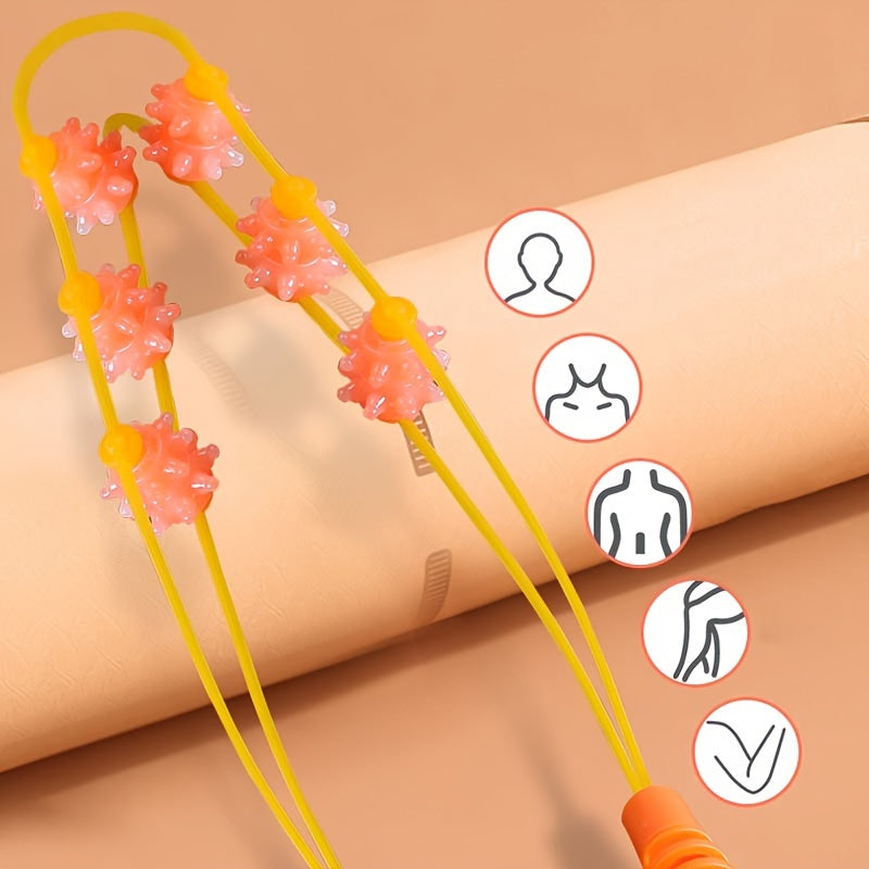6-Wheel Body Strip Massager for Neck & Spine Manual Massage Roller
