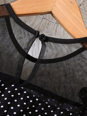 Girls Mesh Polka Dot Dress with Bow