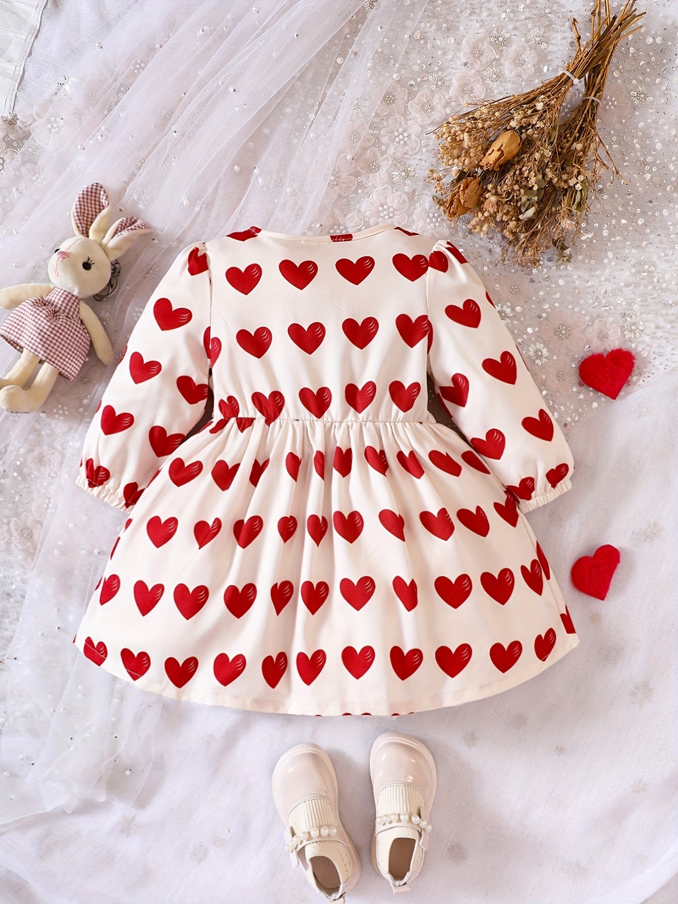 Baby Girl Dress Long Sleeve Heart Pattern Dress