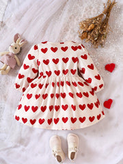 Baby Girl Dress Long Sleeve Heart Pattern Dress