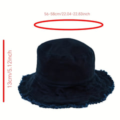 Dark Lined Raw Edge Bucket Hat Sun Hat Sunshade All-match Casual Hat