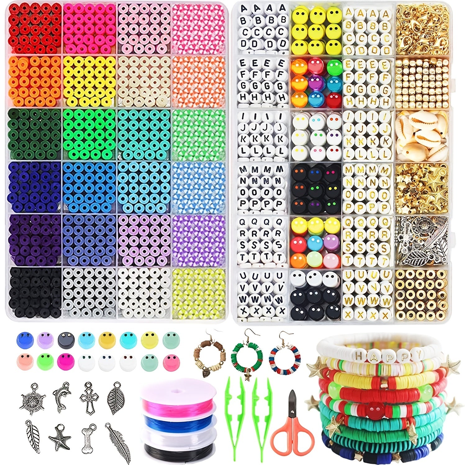 Clay Beads Kit Smiley Face Letter DIY Bead Supplies