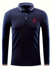 Men's Solid Long Sleeve Lapel Sports Shirt Top