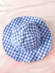 2pcs Baby Girls Plaid Bowknot Sleeveless Dress & Hat Set for Summer