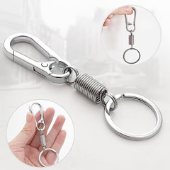 6pcs Spring Buckle Keychain Clip Key Ring Retractable Metal Key Holder Hook