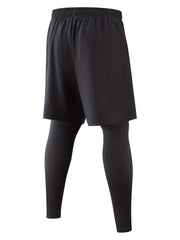 Men's Double Layer Stretch Sports Shorts - Summer Gym Workout