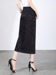 Vintage Split Skirt with Side Buckle for Women