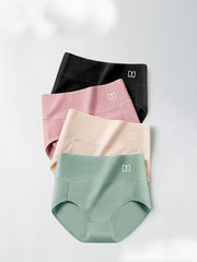 4 Pcs Women's Cotton Full Coverage Briefs Comfortable Tummy Control Panties
