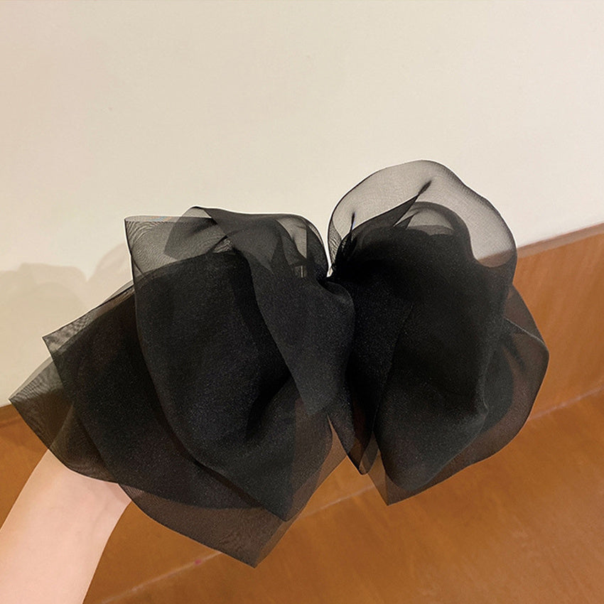 Chiffon Spring Clip Ponytail French Bow Barrette Hair Bows for Women