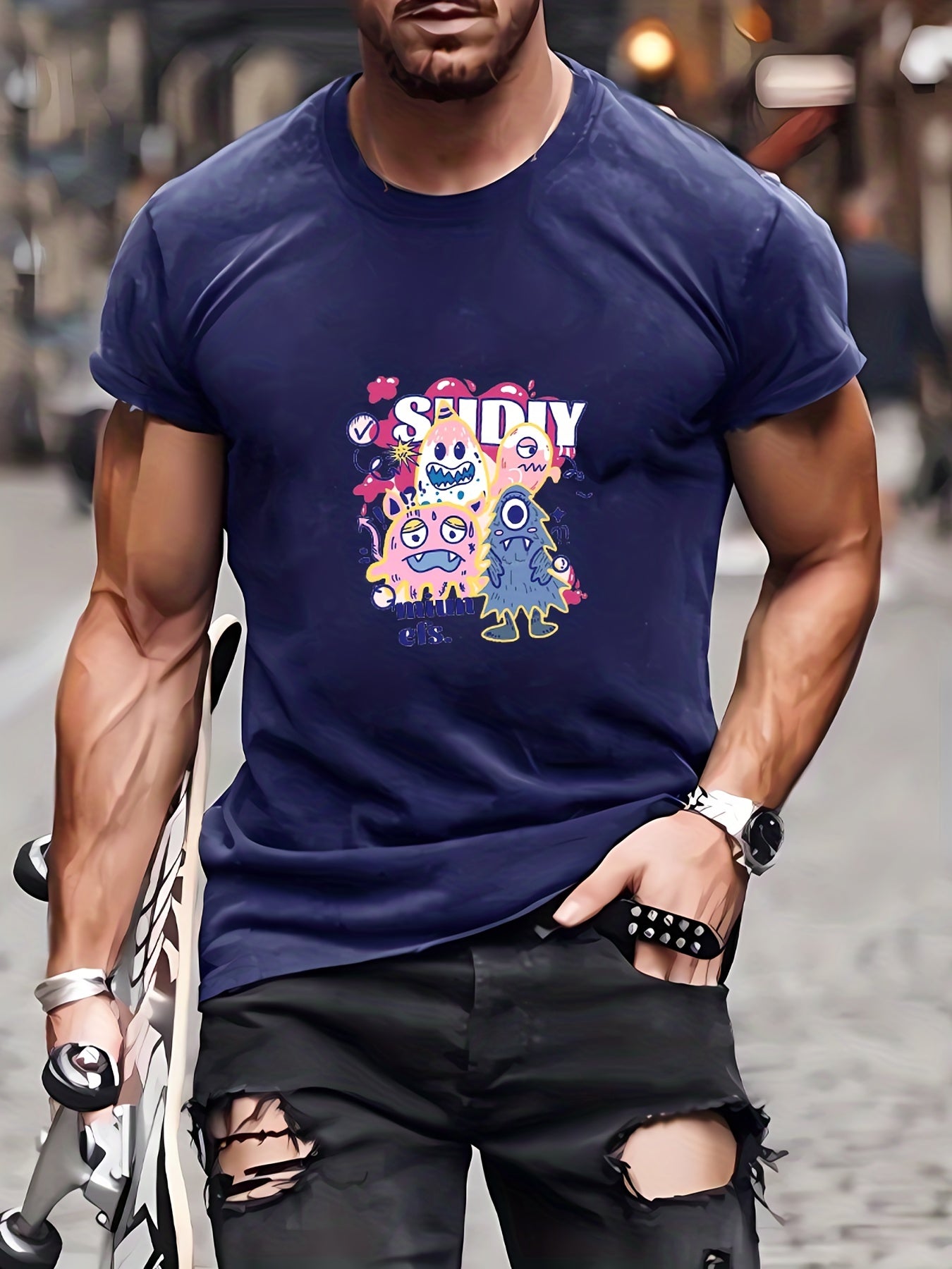 Men's Monster Pattern T shirt Active Breathable Tee for Outdoor