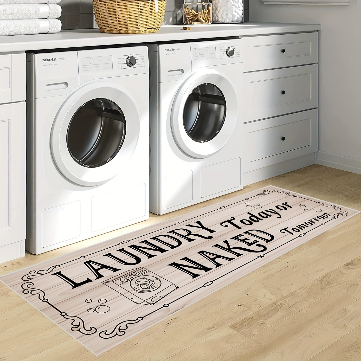Farmhouse Laundry Room Mat Non-slip Waterproof Rug