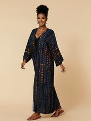 Casual Cover Up Women's Plus Print Long Sleeve V Neck Cover Up