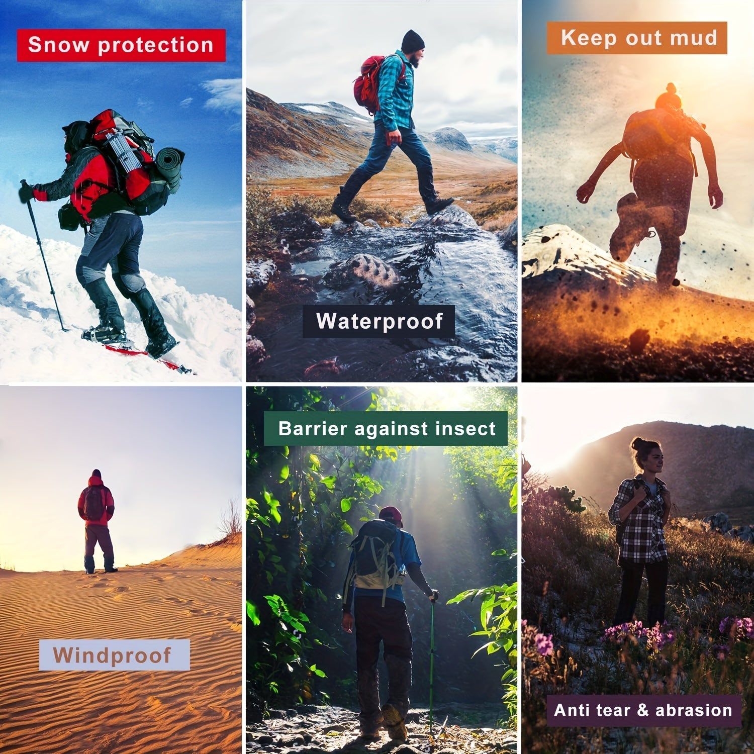 Waterproof Snow Gaiters for Hiking Climbing Snowshoeing