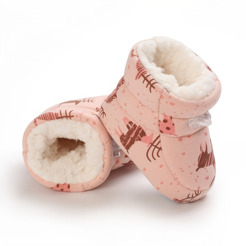 Baby Boys Cartoon Comfortable Boots Soft Warm Plus Fleece Boots Indoor Walking