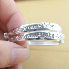 Letter Print Copper Baby Bell Bangle for Toddler Girls Children