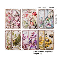 30 Sheets Lost Garden Vintage DIY Art Collage Material Flowers Animals 11x14cm