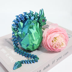 3D Printed Crystal Dragon Egg Set with Fully Jointed Dragon Inside