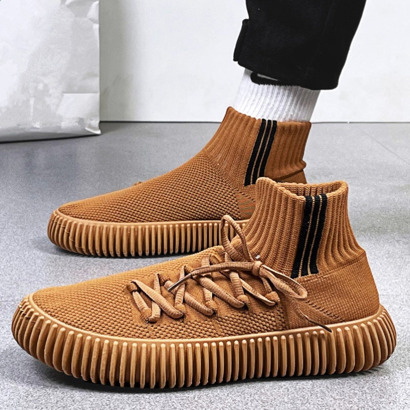 Men's Lace up Sock Sneakers Lightweight Breathable Running Gym Shoes
