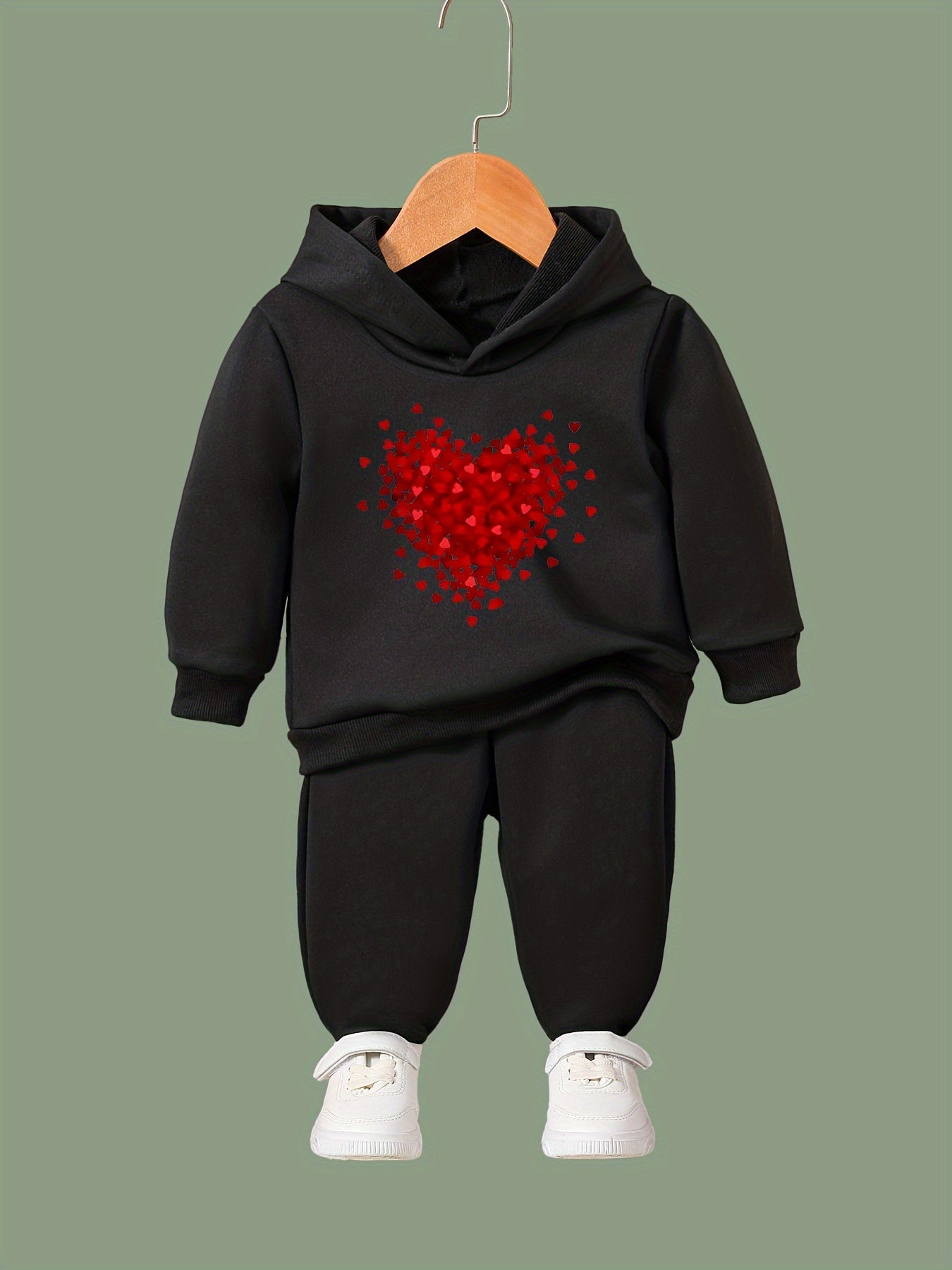 Girls Heart Graphic 2pcs Activewear Set Spring Fall Sports