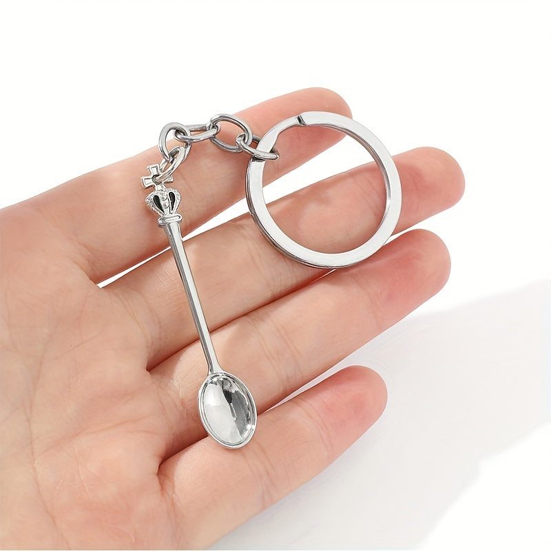 Mini Crown Keychain Tea Spoon Pendant Keyring
