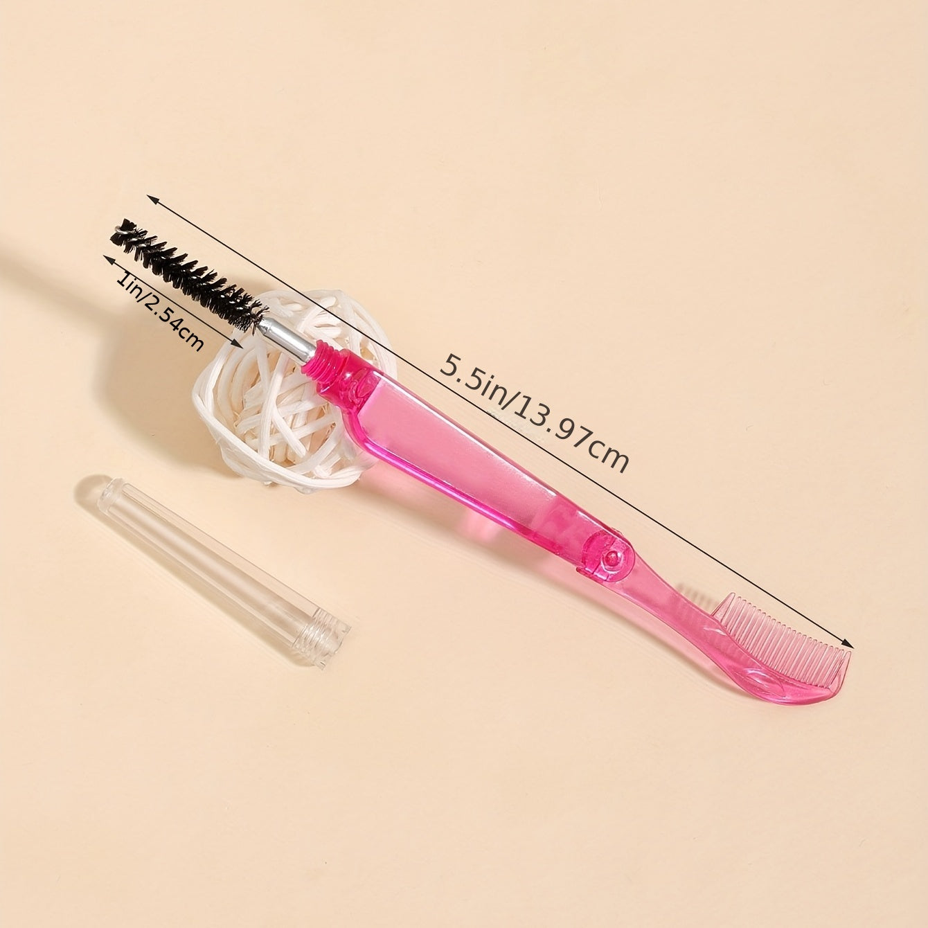 2-in-1 Folding Eyelash & Eyebrow Brush w/ Cap Pink