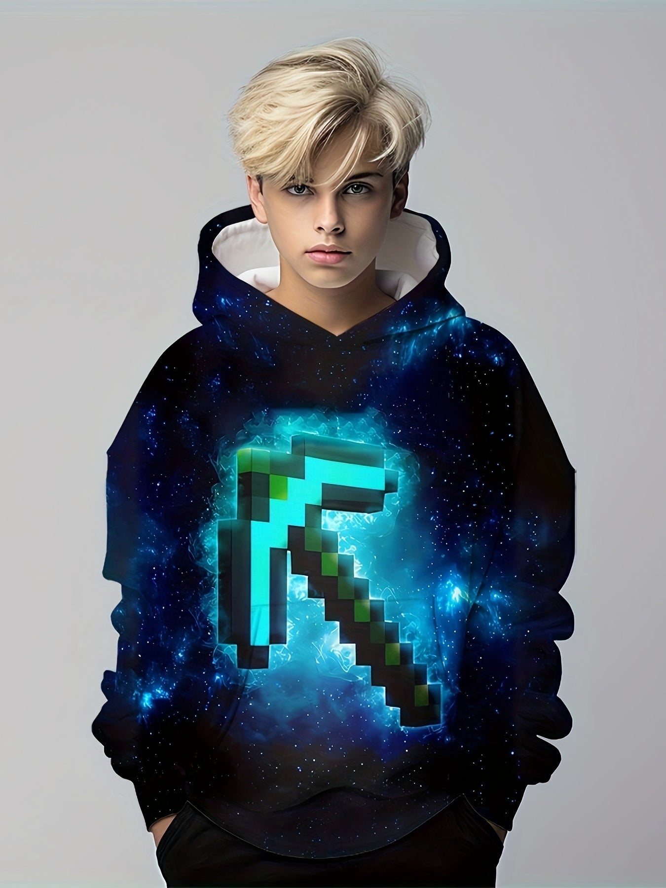 Teens 3D Game Tool Print Hooded Sweatshirt Kids Casual Hooded Pullover