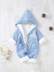 Newborn Knitted Hooded Jumpsuit with Cashmere