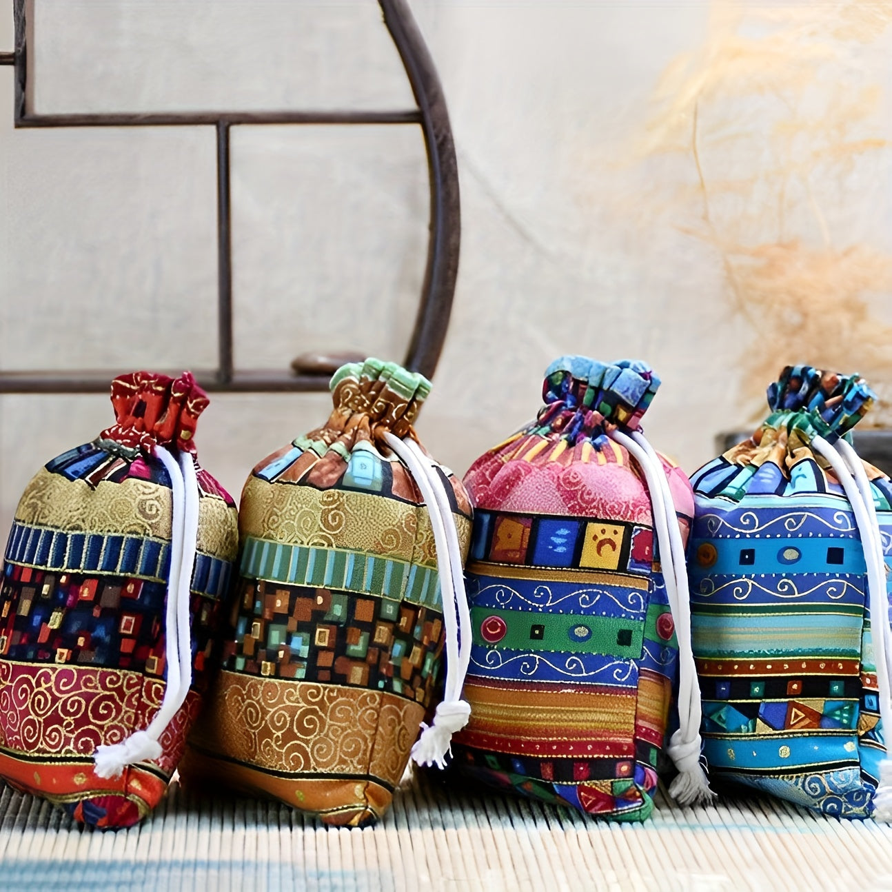 4pcs Egyptian Style Jewelry Coin Bags Drawstring Gift Bag