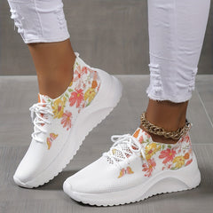 Flower & Butterfly Pattern Woven Shoes Lightweight Slip On