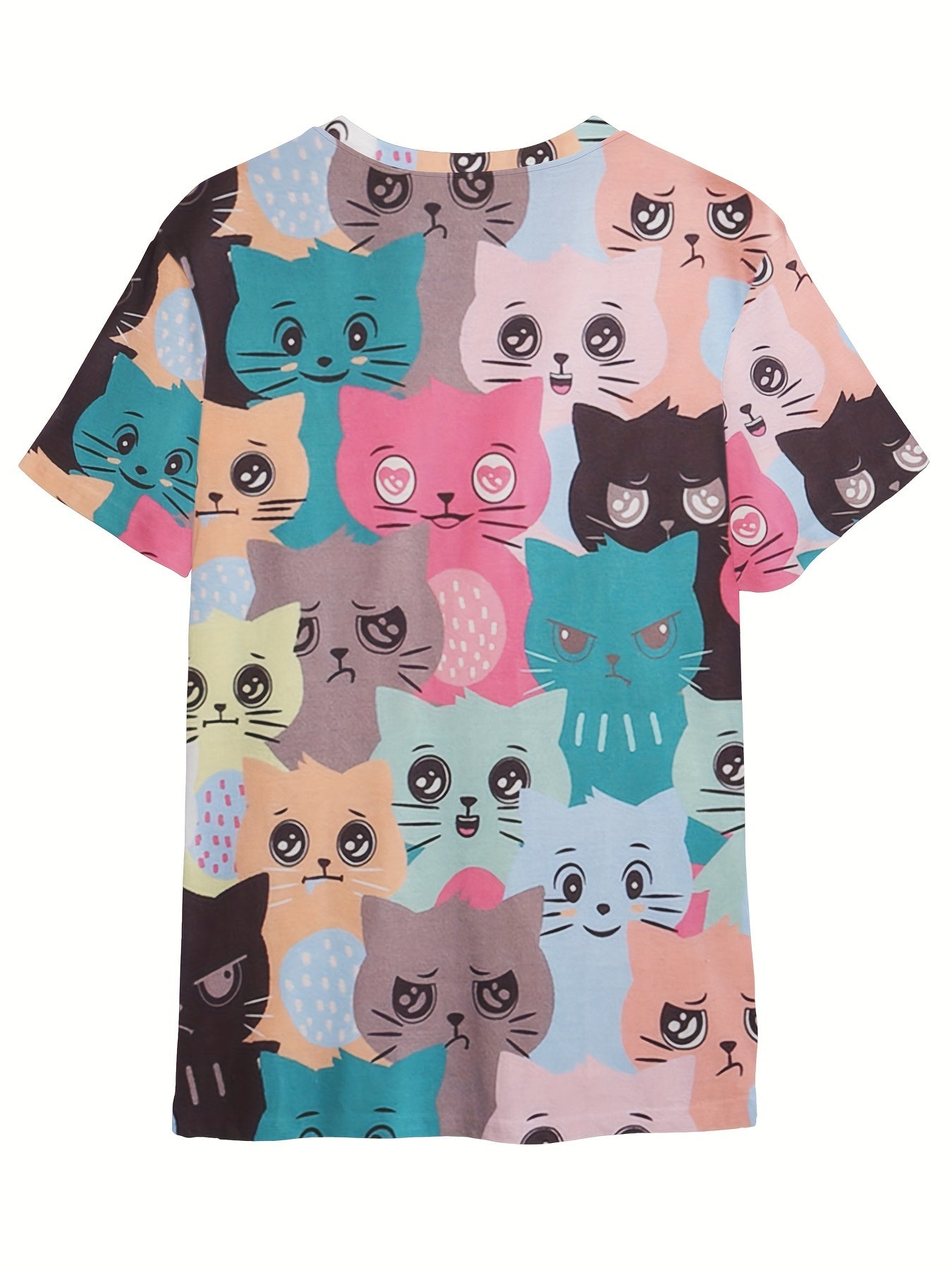 Adorable Kitten Graphic Short Sleeve T-shirt for Girls and Boys