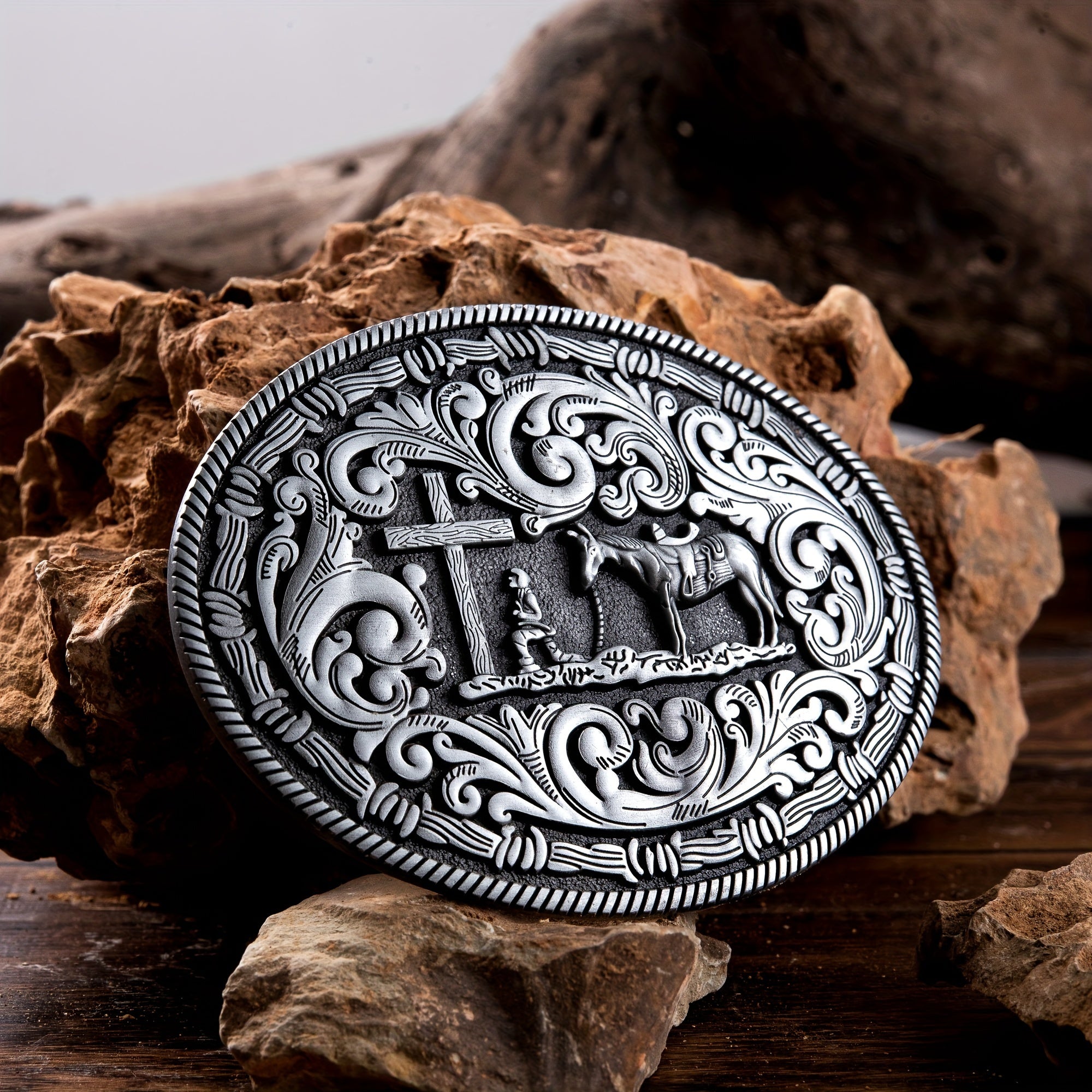 Praying Cross Cowboy Belt Buckle