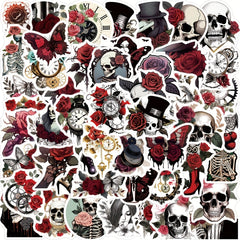 50pcs Punk Rose Skull Stickers Waterproof for Motorcycles Laptops Desktops