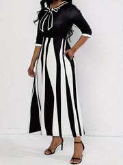 Tie Front Dress with Dual Pockets for Party