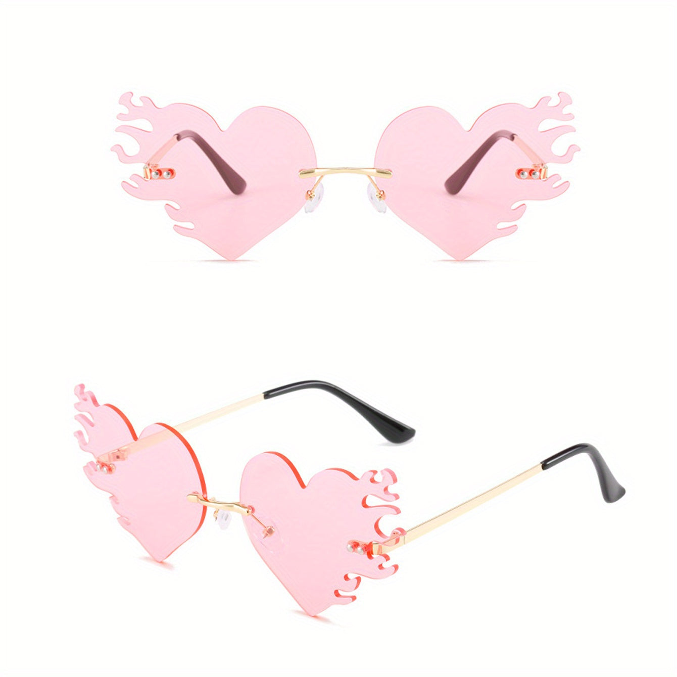 Y2K Melting Heart Sunglasses Rimless Beach Party UV400