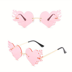 Y2K Melting Heart Sunglasses Rimless Beach Party UV400