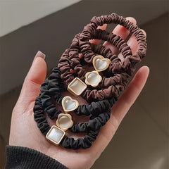 6pcs Opal Vintage Hair Ties High Elastic Hair Rope Flower Head Band