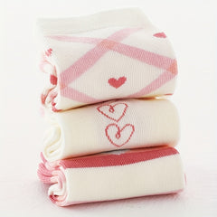 Girls Kids Pink Love Crew Socks - All Seasons Comfortable Socks