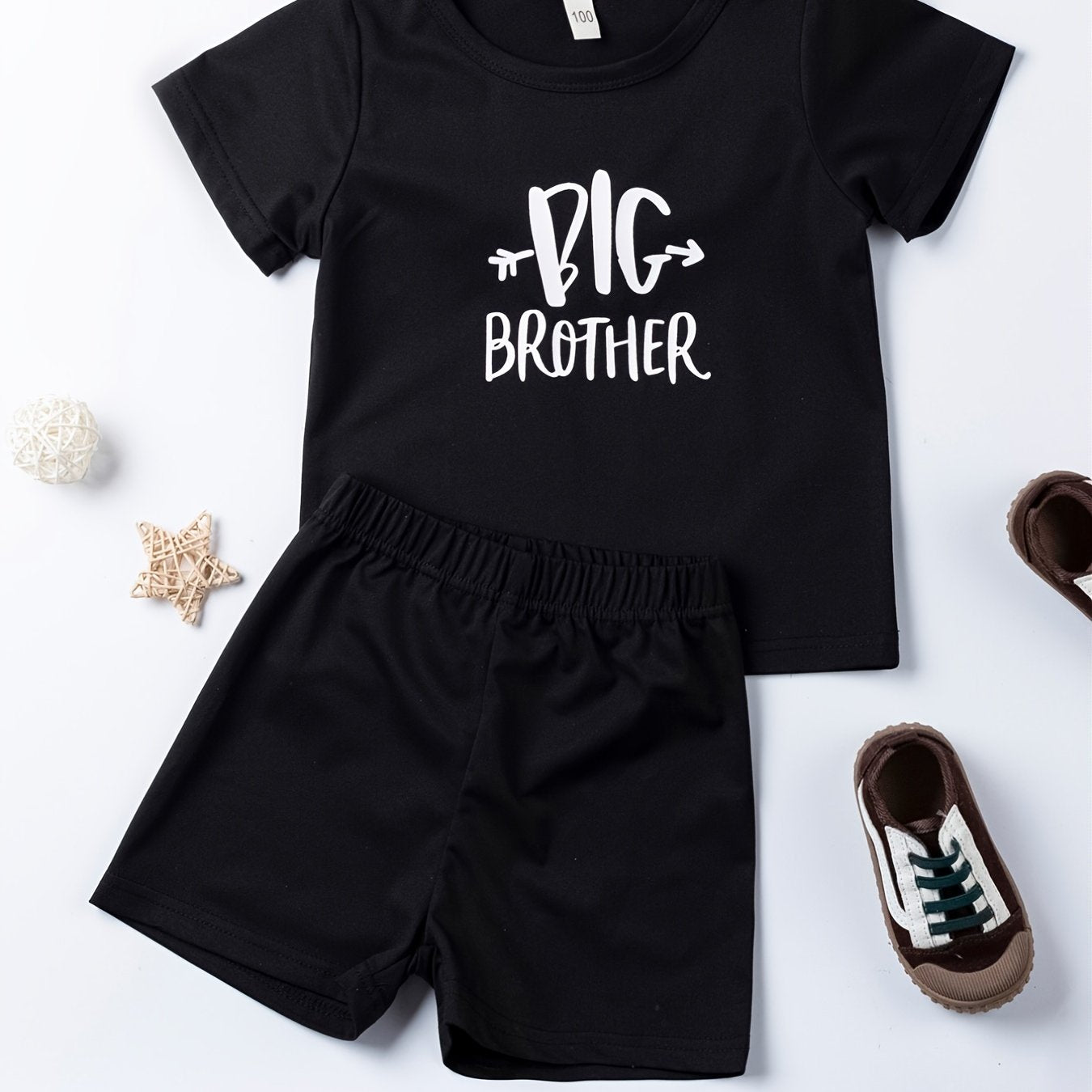 Boys Big Brother Outfit Shorts & t shirt Crew Neck Casual Summer Kids Clothes