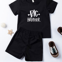 Boys Big Brother Outfit Shorts & t shirt Crew Neck Casual Summer Kids Clothes