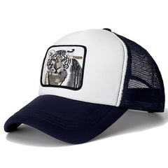Tiger Embroidery Pattern Mesh Hat Sunshade Baseball Cap