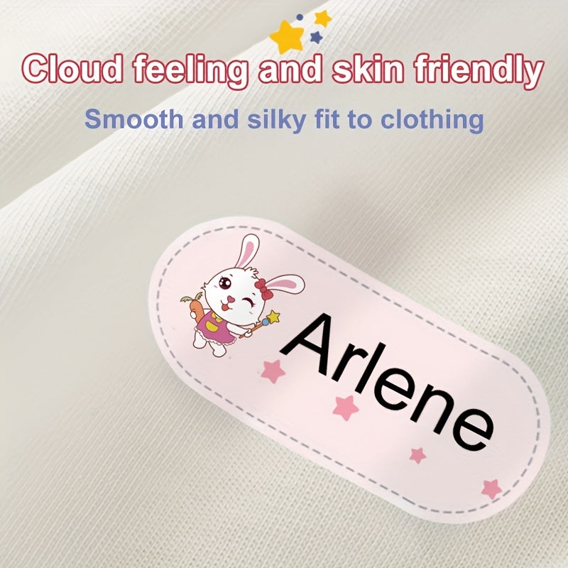 Custom Rabbit Girl Name Tag Sticker Personalized Washable Sewing Clo