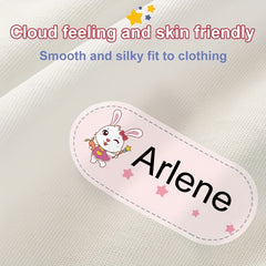 Custom Rabbit Girl Name Tag Sticker Personalized Washable Sewing Clo