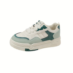 Women's Colorblock Platform Skate Shoes Casual Lace Up Outdoor Shoes