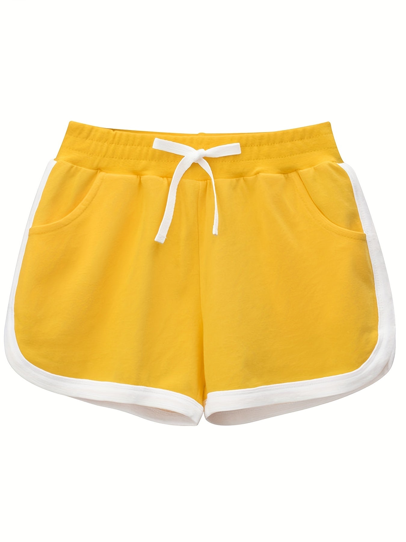 Girls' Contrast Binding Elastic Waist Casual Shorts