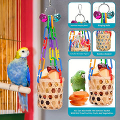 Colorful Parrot Toy Swing Chewing Toys Basket