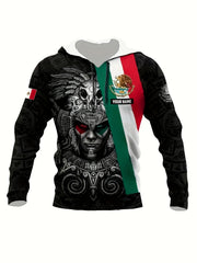Mexican Eagle Print Men's Hooded Sweatshirt