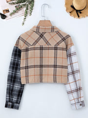 Girl s Plaid Patchwork Lapel Shirt
