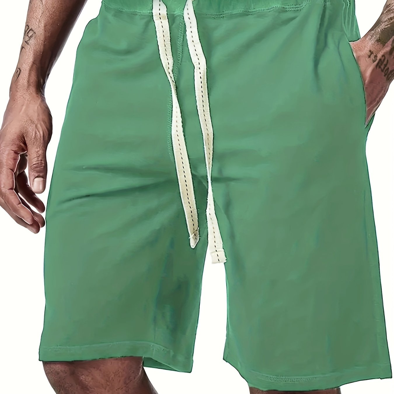 Men's Solid Drawstring Waist Shorts